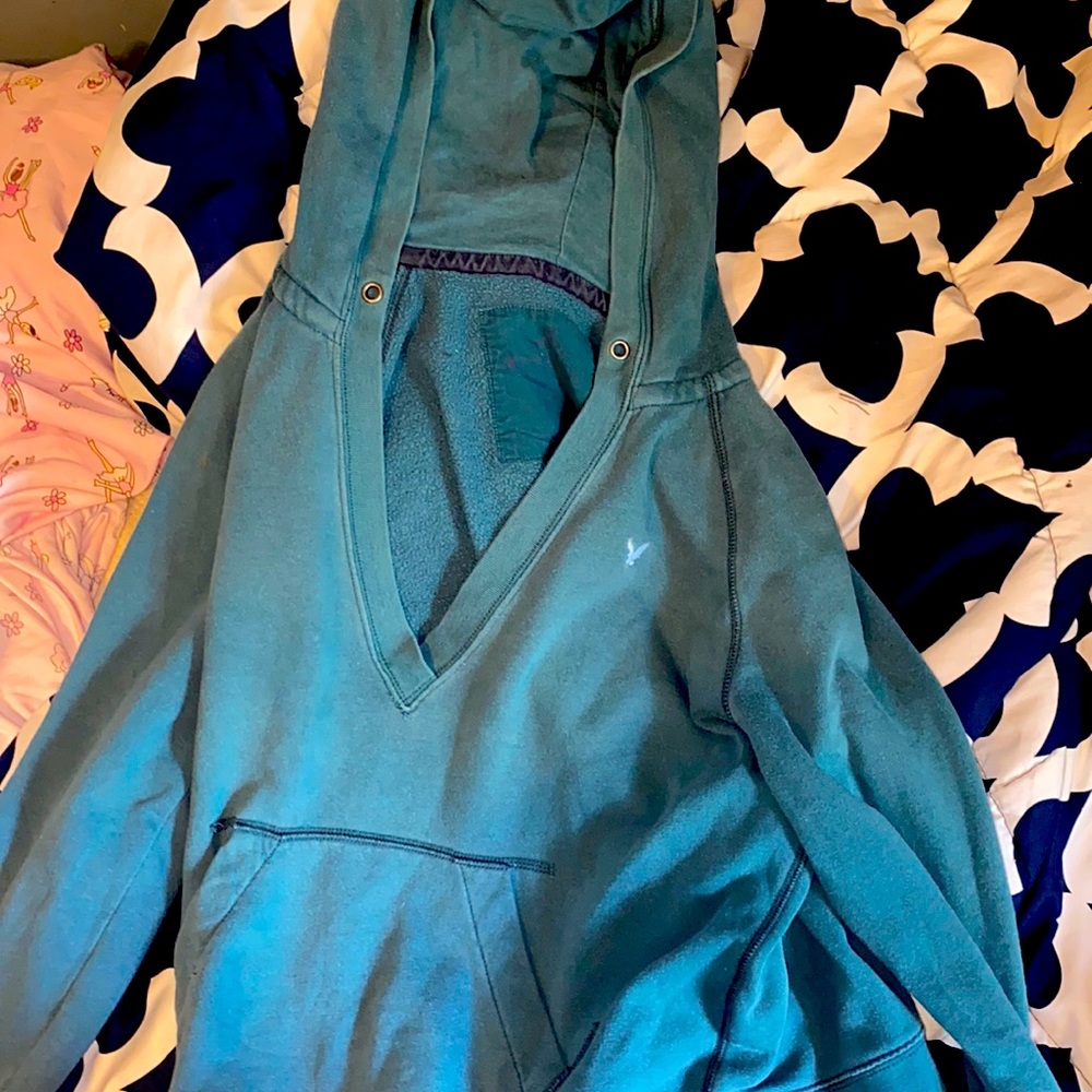 American Eagle Green V-neck hoodie. Women’s Small